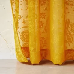 1pc Sheer Idris Printed Burnout Window Curtain Panel Gold - Opalhouse™ Designed With Jungalow™