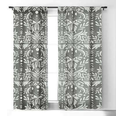 Emanuela Carratoni Ultimate Gray Damask 64" X 50" Single Panel Room Darkening Window Curtain - Deny Designs