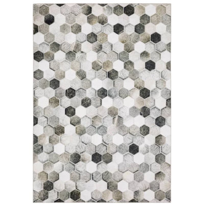 Marcel Geometric Block Animal Print Area Rug White/Gray - Captiv8e Designs - Image 10