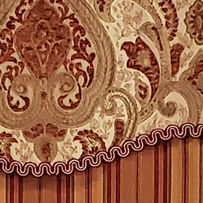 RLF Home Chenille Fabric With Damask Motive Paisley Dream Glory Valance 3" Rod Pocket 50" X 16" Gold/Bronze - Image 2