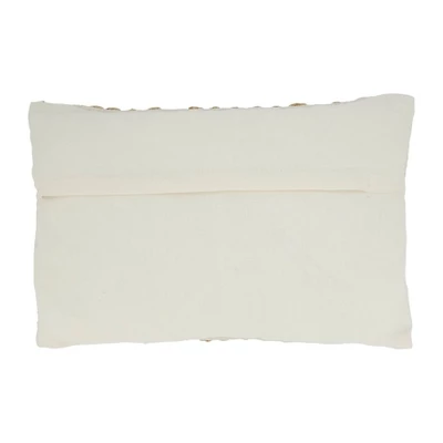 12"x20" Oversize Rope Design Down Filled Lumbar Throw Pillow Ivory - Saro Lifestyle