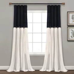 Home Boutique Linen Button New Window Curtain Panel Black/White Single 40x108