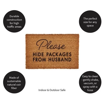 Evergreen Please Hide Packages From Husband Coir Mat- 16 X 28 Inches Interchangeable Floormat For Homes, Gardens And Yards - Image 2