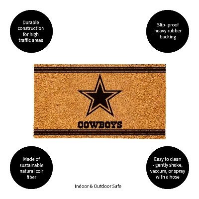 Evergreen Dallas Cowboys Logo Turf Mat, Brown- 28 X 16 Inches Indoor Outdoor Doormat - Image 3