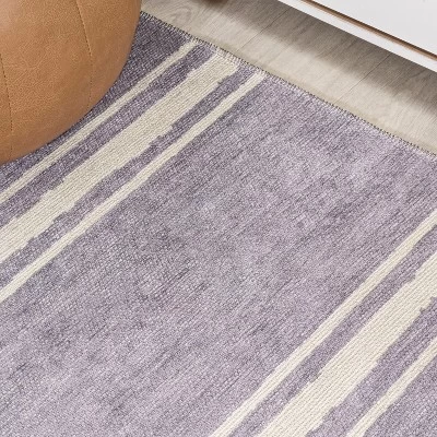 Bande Distressed Ticking Stripe Machine-Washable Area Rug - JONATHAN Y - Image 6