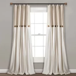 Home Boutique Linen Button Window Curtain Panels Single Linen 40X84