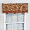 RLF Home Chenille Fabric With Damask Motive Paisley Dream Glory Valance 3" Rod Pocket 50" X 16" Gold/Bronze