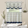 Kate Aurora Country Farmhouse Plaid 3 Pc Tattersall Cafe Kitchen Curtain Tier & Valance Set