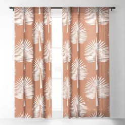 CoastL Studio Wide Palm Terra Cotta Single Panel Sheer Window Curtain - Deny Designs
