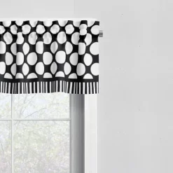 Bacati - Dots/Pin Stripes Black/White Window Valance