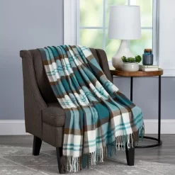 Hastings Home Soft Faux Cashmere-Style Acrylic Throw Blanket - 70" X 60", Bristol Plaid