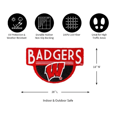 Evergreen University Of Wisconsin-Madison Indoor Outdoor Natural Shaped Coir Doormat 1'6"x2'4" Multicolored - Image 3