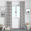 Bacati - Clouds In The City Grey Cityscape Cotton Printed Single Window Curtain Panel