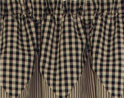 Home Collections By Raghu Heritage House Check Black Valance, Point 72x15.5