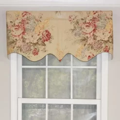 RLF Home Eden Regal Large Flower Bouquets Valances Are Identical Stylish Windows Valance 3" Rod Pocket 50" X 17" Walnut Light Brown