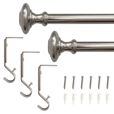 Drapery Single Rod Set Finials Traditional Brushed Nickel - Lumi Home Furnishings - Image 3