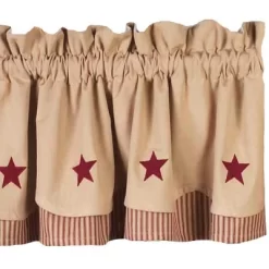 Home Collections By Raghu Primitive Red Star Valance, 72x15.5