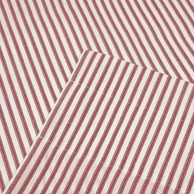 Ellis Curtain Plaza Classic Ticking Stripe Printed On Natural Ground 1.5" Rod Pocket Tailored Tiers Brick - Image 4