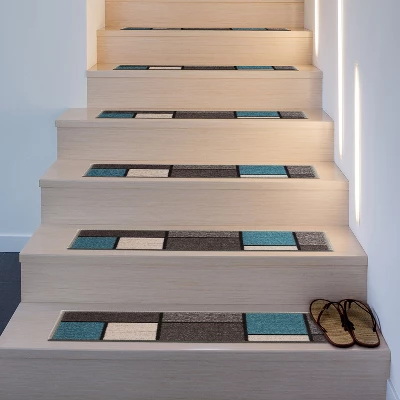 World Rug Gallery Contemporary Modern Boxes Non-Slip Stair Treads