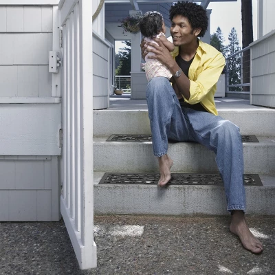 Set Of 2 Non-Slip Stair Treads For Wooden Steps - Heavy Duty Decorative Runner With Traction Control Grip - Outdoor Rubber Mats By Pure Garden (Black) - Image 3