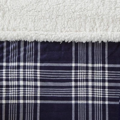 60"x70" Leeds Faux Mink To Berber Heated Throw Blanket Navy - Woolrich - Image 3