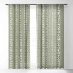 Sheila Wenzel Ganny Sage Minimalist Mudcloth Single Panel Sheer Window Curtain - Deny Designs