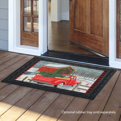 Briarwood Lane Festive Covered Bridge Christmas Doormat Red Pickup Truck Indoor Outdoor 30" X 18" - Image 2