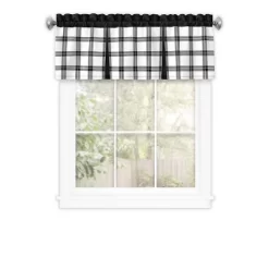 Kate Aurora Windowpane Plaid Country Farmhouse Rod Pocket Window Valance