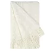 PiccoCasa Wavy Pattern Decorative Knit With Tassels Throw Blanket