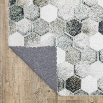 Marcel Geometric Block Animal Print Area Rug White/Gray - Captiv8e Designs - Image 5