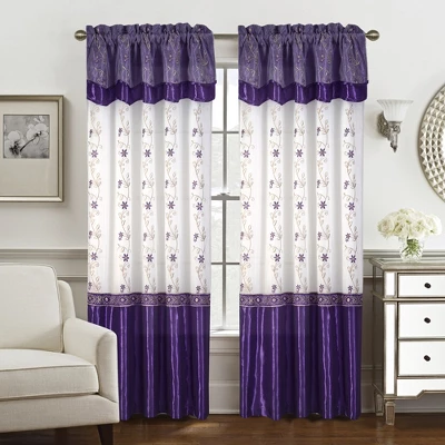 Priscilla Embroidered Panel With Double Valance - RT Designers Collection - Image 4