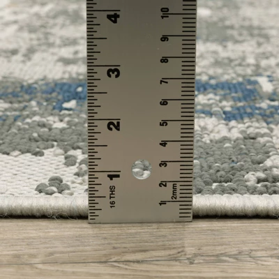 Trinity Modern Distressed Abstract Patio Area Rug Beige/Blue - Captiv8e Designs - Image 10