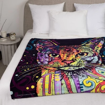 Dawhud Direct 50" X 60" Colorful Dean Russo Cat Fleece Throw Blanket For Women, Men And Kids