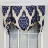 RLF Home Flame Large Damask Flame Design Tie-Up Window Treatment Valance 3" Rod Pocket 50" X 23" Navy Blue/Ivory
