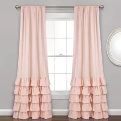 Home Boutique Allison Ruffle Window Curtain Panels Blush 40x95 Set