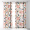 Alison Janssen Tropical Coral Floral Single Panel Sheer Window Curtain - Deny Designs
