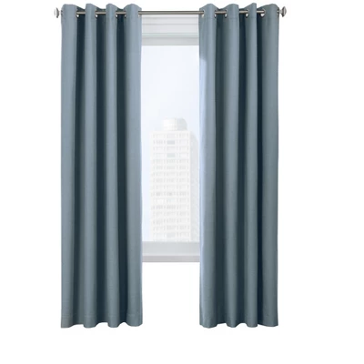 Thermaplus Ventura Blackout Grommet Curtain Panel Pair Frame Your Windows With Subtle Slub Textured Motif Blue
