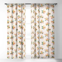 Lane And Lucia Patchwork Daisies Single Panel Sheer Window Curtain - Society6