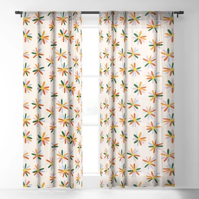 Lane And Lucia Patchwork Daisies Single Panel Sheer Window Curtain - Society6