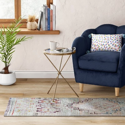 2'4"x7' Runner Distressed Geo Persian Style Rug Blush - Opalhouse⢠- Image 2