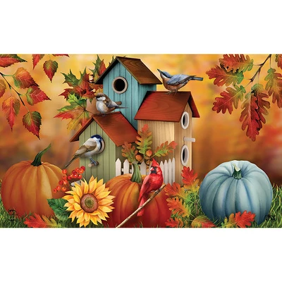 Fall Floral Birdhouses Doormat 18" X 30" Indoor Outdoor Briarwood Lane - Image 2