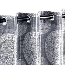 Traditional Medallion Jacquard Room Darkening Curtain 2-Panel Set With Grommet Topper - Blue Nile Mills