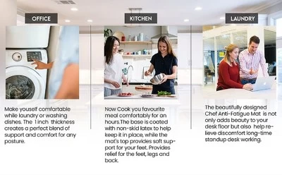 J&V TEXTILES 20" X 55" Oversized Cushioned Anti-Fatigue Kitchen Runner Mat (Black) - Image 2