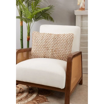 12"x20" Oversize Rope Design Down Filled Lumbar Throw Pillow Ivory - Saro Lifestyle - Image 2