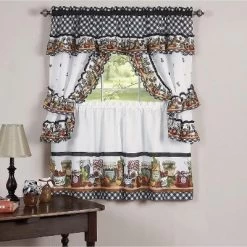 GoodGram Mason Jars Cottage Style Kitchen Curtain Swag & Tiers Set