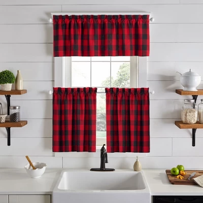Farmhouse Living Holiday Buffalo Check Window Curtain Tier Set - Elrene Home Fashions
