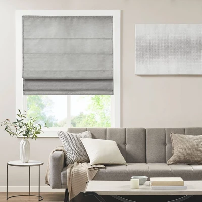 Aberdeen Printed Faux Silk Room Darkening Cordless Roman Blinds And Shade Gray - Image 10