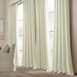 Home Boutique Belgian Flax Prewashed Linen Rich Cotton Blend Window Curtain Panel Single Ivory 50x84