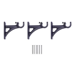 Kenney Fast Fit Easy Install Waverly 3/4" Decorative Window Curtain Rod, 42-120", Black