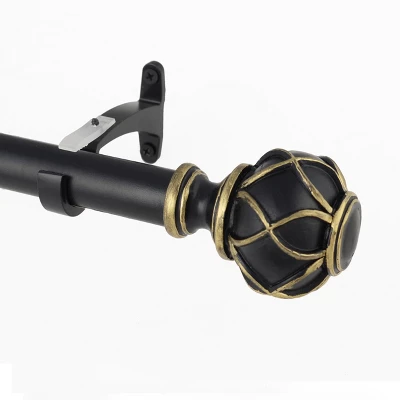 Iron And Resin Expandable Black And Gold Window Curtain Rod By Blue Nile Mills - Image 2